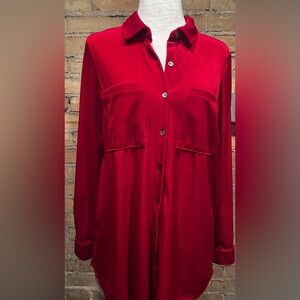 Comfy yet Classy Red Velvet Button Shirt